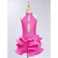 thumbnail image 2 of Yruioon Big Girls Salsa Rumba Chacha Dance Dress Rhinestones Latin Jazz Dancer Costume Backless Leotard Hot Pink 16, 2 of 7