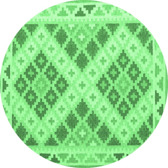 Ahgly Company Indoor Round Southwestern Emerald Green Country Area Rugs, 5' Round