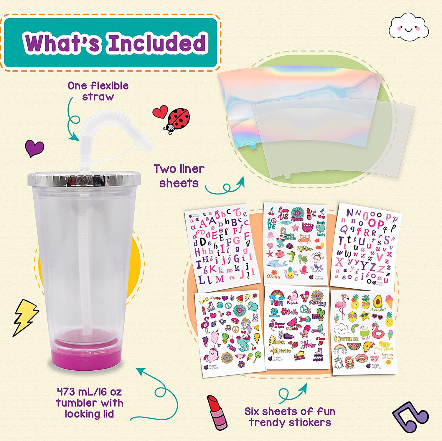 PURPLE LADYBUG Decorate Your Own Tumbler for Kids India