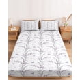 thumbnail image 2 of Twin Sze Fitted Sheet Set - Purple Botanical 2 Piece Bedding Sets 16" Deep Pocket Fitted Sheet with 1 Pillowcase, Butterfly Spring Floral Summer Botanical Brushed Microfiber Hotel Luxury Bed Sheets, 2 of 9