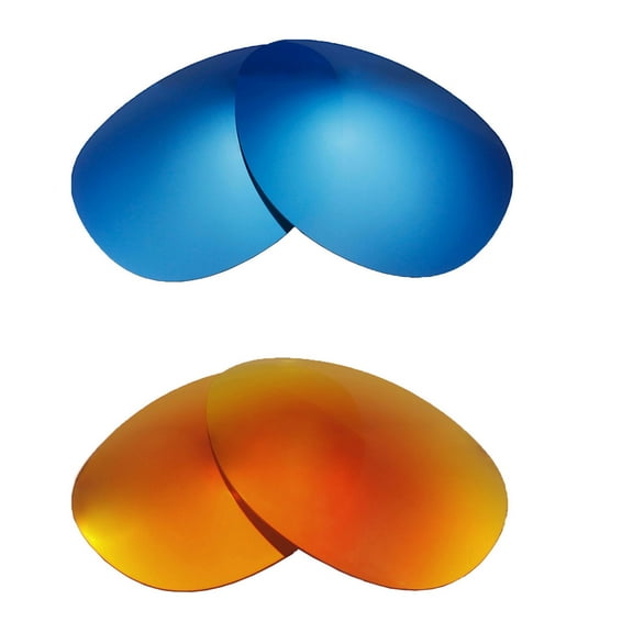 Walleva 2 Paris Polarized Replacement Lenses For Smith Serpico Sunglasses-Fire Red   Ice Blue
