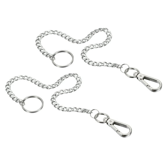 Uxcell 10" Stainless Steel Flat Keychain with Key Ring Clasp, Silver 2 Pack