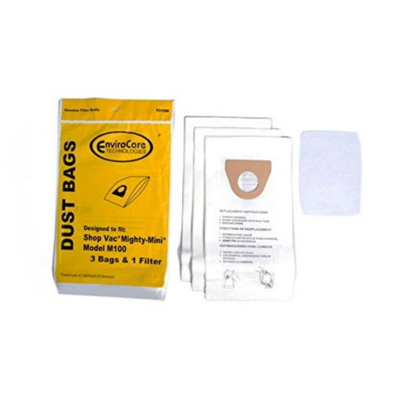 Shop Vac Mighty Mini M100 Vacuum Cleaner 3PK Paper Bags and 1PK Filter # 831SW, Part No # 831SW By Top Vacuum Parts