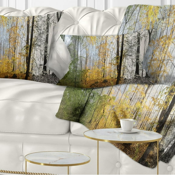 Designart Forest in Early Morning - Landscape Photography Throw Pillow - 12x20
