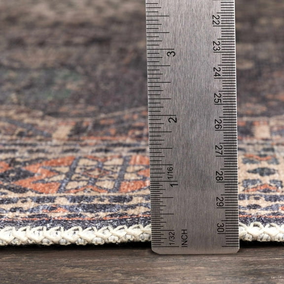 Hauteloom Kittrell Living Room, Bedroom Machine Washable Area Rug - Traditional - Beige, Brick Red, Dark Plum - 5'3" x 7'3"