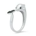 thumbnail image 2 of Dazzlingrock Collection Round Blue Diamond Bridal Dolphin Bypass Right Hand Ring for Women (0.05 ctw, Color Blue, Clarity I2-I3) in 925 Sterling Silver, Size 4.5, 2 of 5
