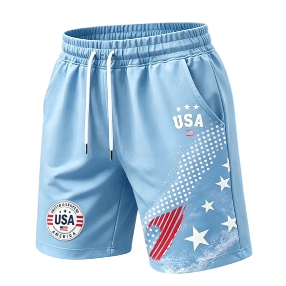 Homeyce Vintage Independence Day Print Shorts for men Distressed Washed with Pocket Shorts Outdoor Hiking Fishing Shorts We the People Patriotic Shorts,Blue XL