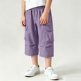 thumbnail image 5 of Nilvkv Boys Cargo Pants, Boys Solid Color Cropped Joggers in Relaxed Fit with Side Pockets, cool choice for Outdoor Wear Purple 9-10 Years, 5 of 8
