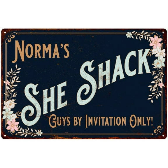 Norma's SHE SHACK Sign Metal Wall Decor 8 x 12 High Gloss Metal 208120060097