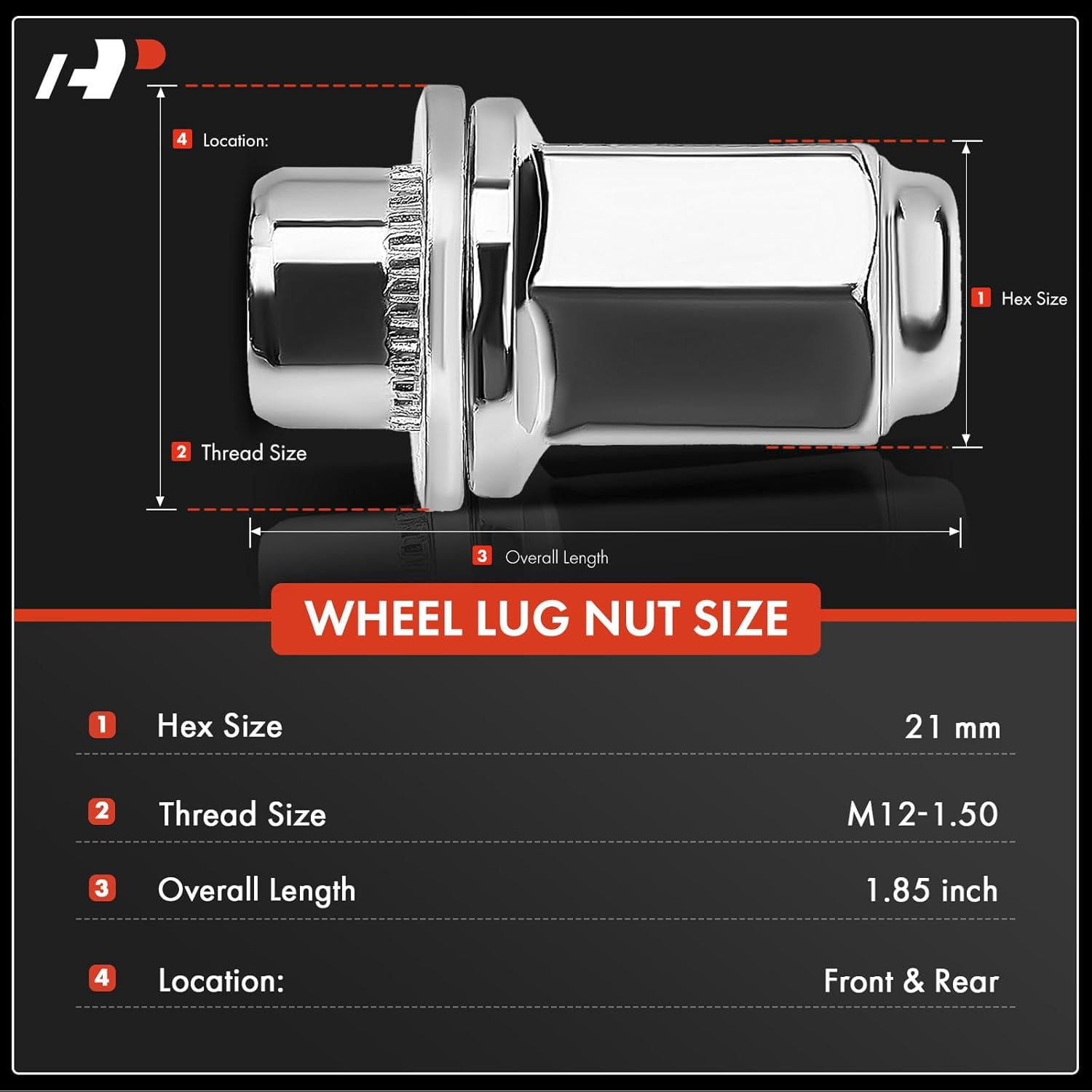 A-Premium 24pcs Wheel Lug Nuts M12 x 1.5 Chrome Flat Seat Mag Lug Nuts Compatible with Lexus GX460 GX470 Toyota Tacoma 4Runner Camry 9008017036