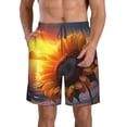 thumbnail image 1 of Balery Sunset Coast Sunflower Traje de Baño Estilo Hawaiano para Hombre, Shorts de Secado Rápido con Bolsillos-Large, 1 of 6