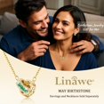 thumbnail image 6 of Linawe Emerald Green Interlocking Double Circle Necklace for Women, 14K Gold Plated Stainless Steel Chain, Rhinestone Diamond Crystal Moissanite Birthstone Pendant Dainty Necklaces, 6 of 7