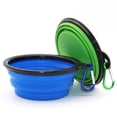 thumbnail image 5 of Collapsible Bowls for Dog, 2 Pack Collapsible Dog Water Bowls for Cats Dogs, Emlimny Portable Pet Feeding Watering Dish for Walking Parking Traveling with 2 Carabiners (Small, Blue+Green), 5 of 7