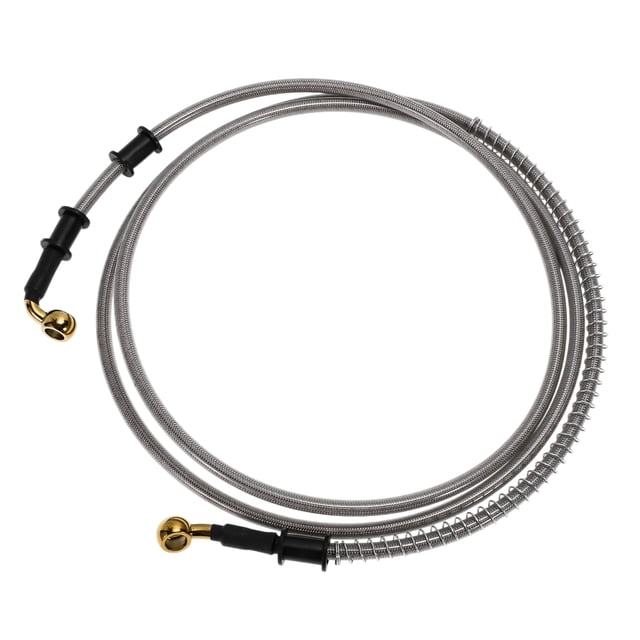 Manguera de aceite de freno de embrague para motocicleta de 210 cm, trenzado de nailon y alambre de acero inoxidable, línea de freno hidráulico para motocicletas y bicicletas de tierra, tono plateado