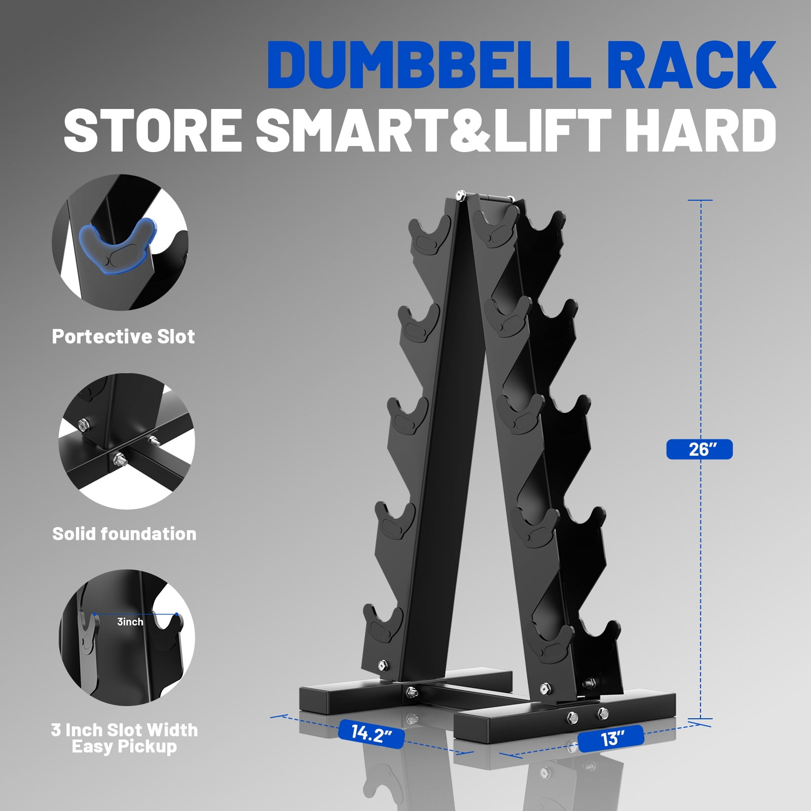 230 lb Dumbbell Set with Rack, Rubber Encased Hex Free Weights for Home Gym Strength Training