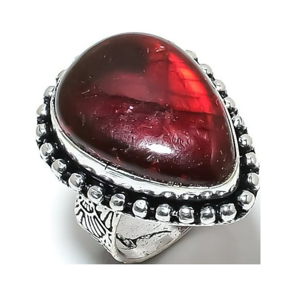 Red Labradorite Gemstone Handmade 925 Sterling Silver Jewelry Ring Size 7
