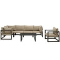 thumbnail image 1 of Modern Urban Contemporary 7 pcs Outdoor Patio Sectional Sofa Set, Brown Fabric Steel, 1 of 9