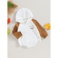 thumbnail image 3 of Bagilaanoe Newborn Baby Girl Halloween Romper Sweatshirt Long Sleeve Bodysuits Pumpkin Print Pullover 3M 6M 12M 18M Infant Casual Tee Tops, 3 of 8