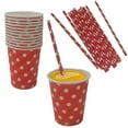 thumbnail image 6 of Party Combo Pack Red and White Polka Dot Paper Set For 16 Guest, 178 Pieces.Includes 32 Forks,16 Spoons, 16 Knives, 16 9" Plates, 16 7" Plates, 2 Tablecloths, 20 Cups, 20 Straws, 40 Napkins., 6 of 9