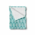 thumbnail image 2 of Retro Soft Flannel Fleece Throw Blanket, Abstract Flat Design Sea Waves Repeating Pattern on White Background, Cozy Plush for Indoor and Outdoor Use, 60" x 80", Teal Turquoise and White, by Ambesonne, 2 of 6