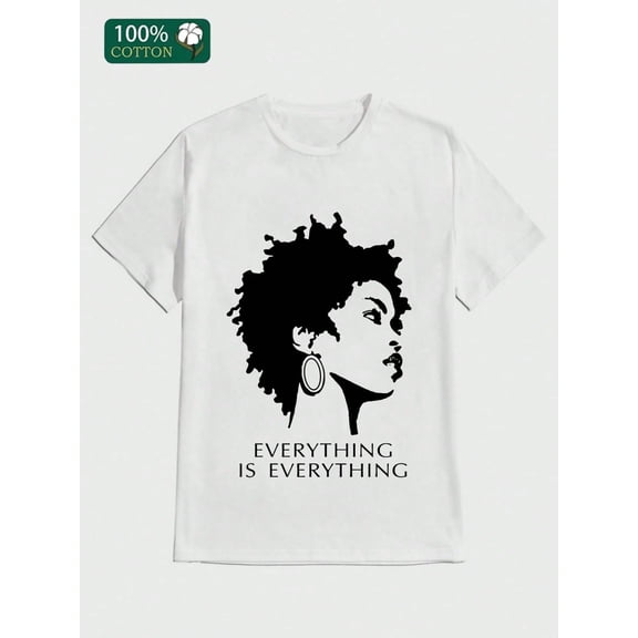 Lauryn Hill Everything is Everything T-Shirt  Casual Print, Comfortable and Versatile, Letter Pattern Pure Cotton 220g Printed T-shirt 100%  Cotton