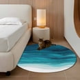 thumbnail image 3 of Teal Turquoise Waves Round Area Rug 3 FT,Small Kitchen Bathroom Mats,Ombre Coastal Ocean Water Abstract Washable Indoor Outdoor Throw Runner Carpet Non-Shedding Doormat for Table Shower Sofa Entryway, 3 of 8
