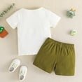 thumbnail image 3 of GYRATEDREAM Toddler Kids Boys Summer Outfits Patchwork Color Block Short Sleeve Shirt + Solid Color Elastic Waistband Shorts 2 Piece Sets Baby Child Clothes for 1 Years-6 Years, 3 of 8