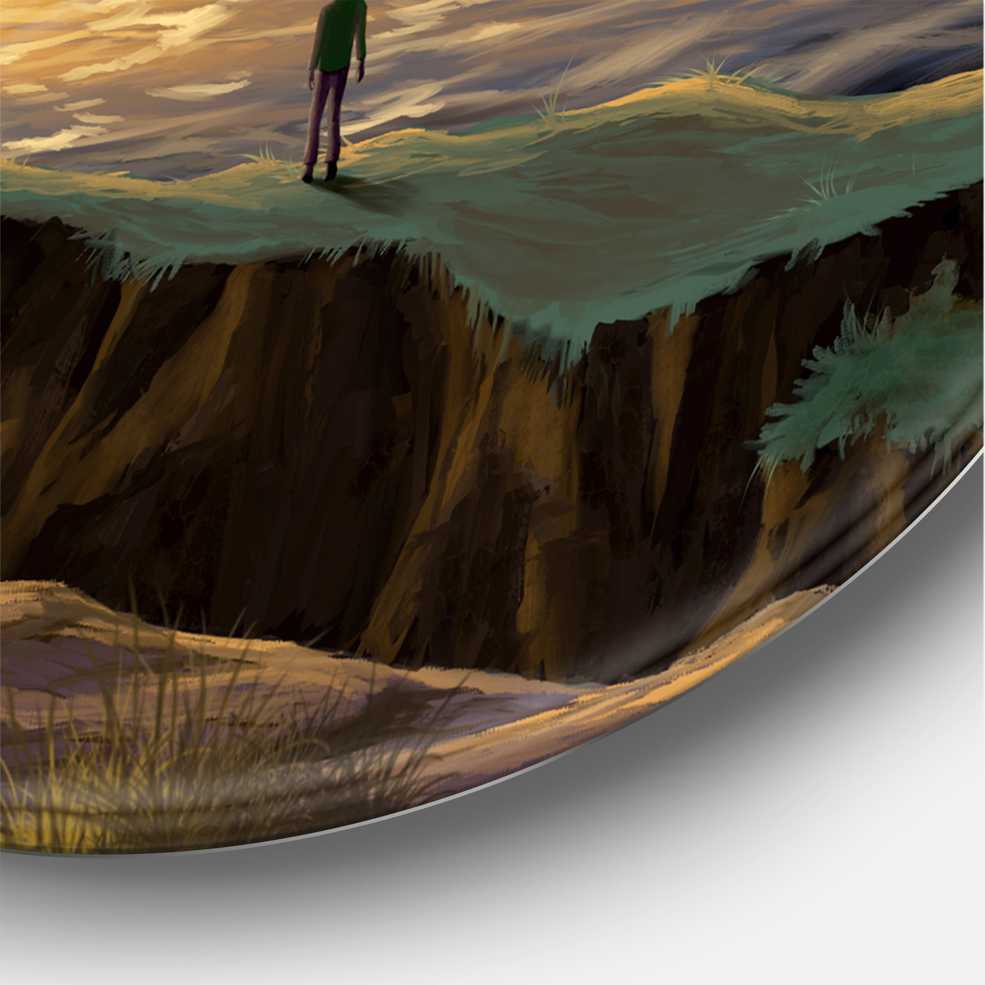 Designart 'Tree On A Sea Cliff At Evening Light' Lake House Circle Metal Wall Art 11x11 - Disc of 11