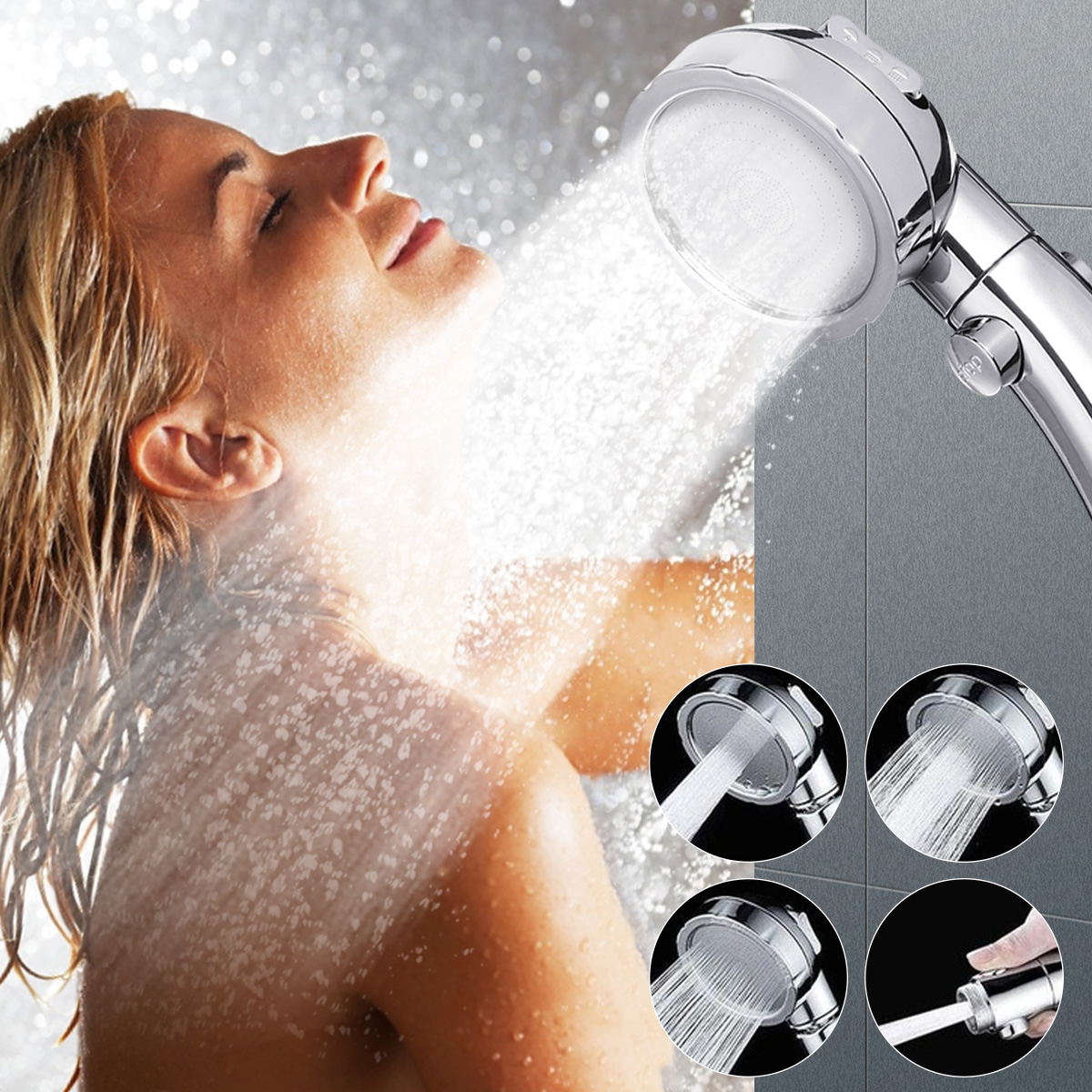 Handheld Shower Head Pause Function, 3Mode Flow, High Pressure