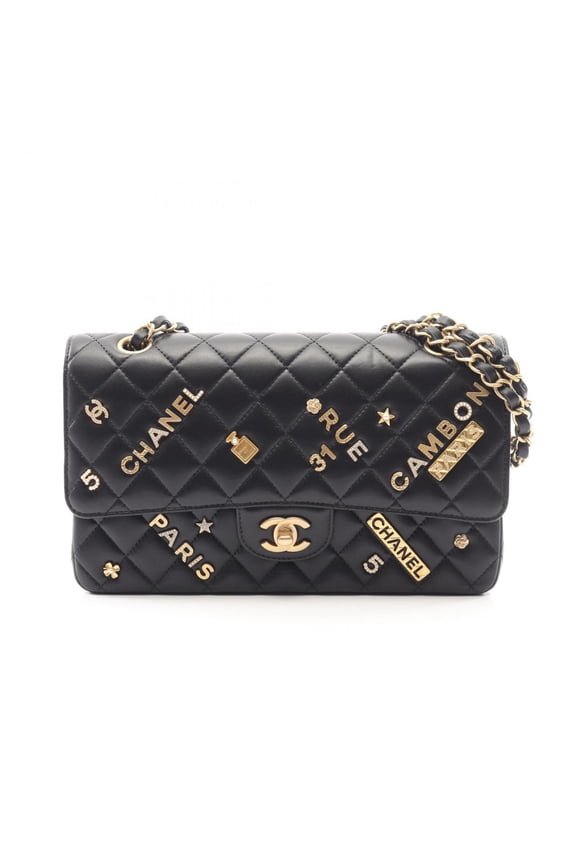 Pre-Owned Chanel Matelass Double Flap Icon Charm Shoulder Bag/Handbag, Lambskin Leather,...