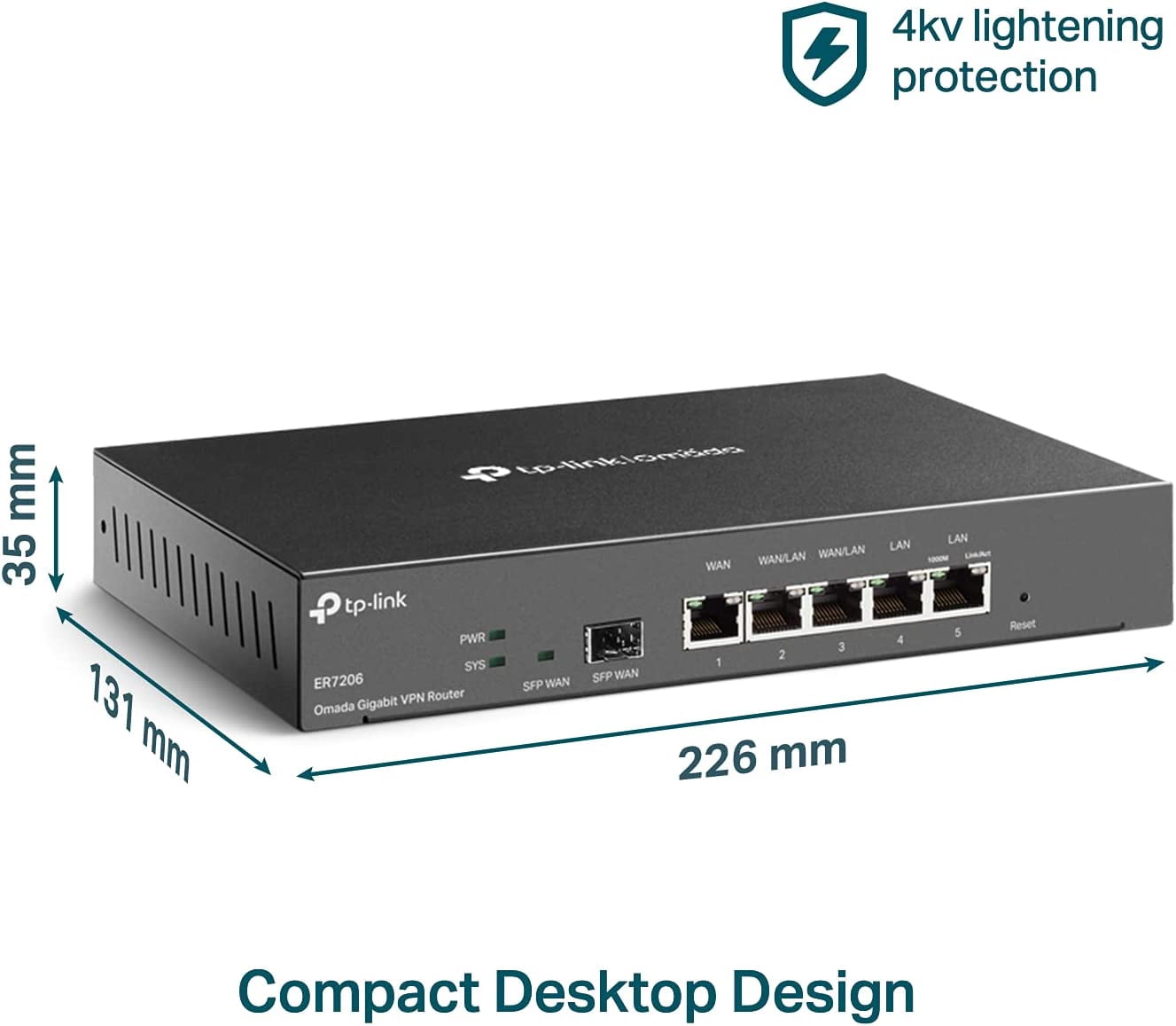 Restored TP-Link ER7206 Multi-WAN Professional Wired Gigabit VPN Router Increased Network CapacitySPI Firewall Omada SDN Integrated Load Balance (Refurbished)