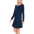 thumbnail image 2 of AULOA Women's Long Sleeve Casual Tunic Dress, Loose Relaxed T Shirt Fabric, Stylish and Fashion Forward (XS, Navy), 2 of 4
