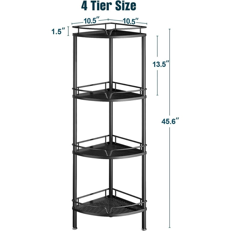 Lifewit 4-Tier Corner Shower Caddy | Floor Standing Bathroom Organizer Shelf For Shampoo, Soap & Skincare (Black)