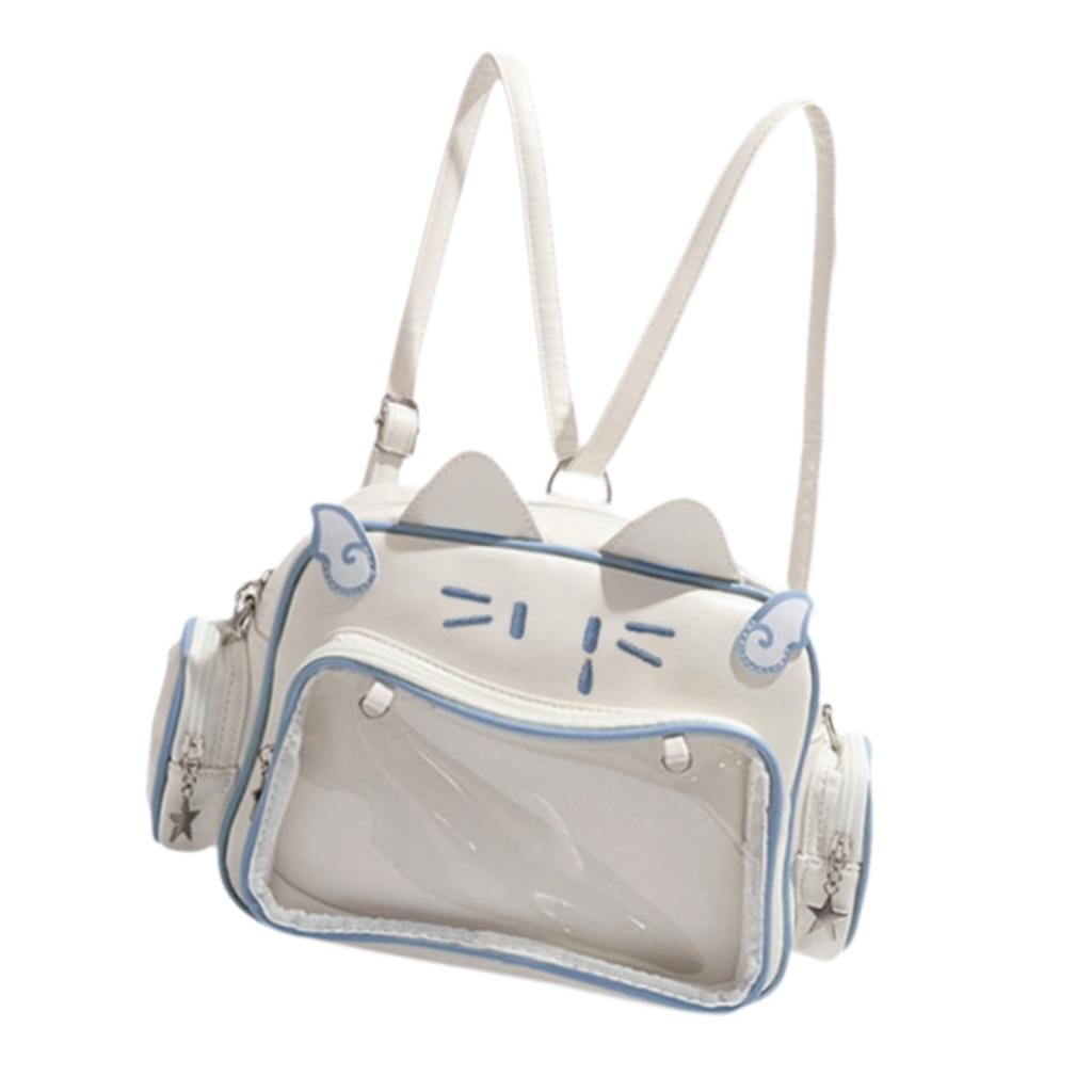 Wxqbjtam Cat Ita Bag DIY Cute Adjustable Strap Tote Bag PU Leather Women Shoulder Bag for Blue