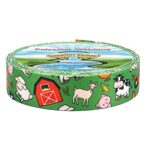 Country Brook Design - Farm Life Y'all Polyester Webbing (1 1/2 Inch, 50 Yards)