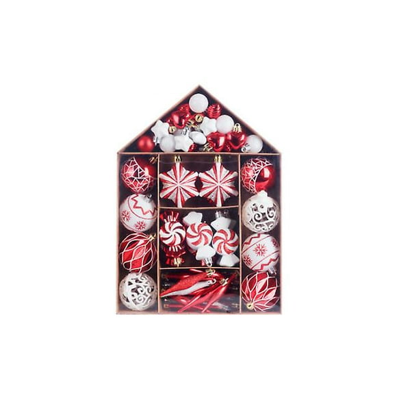 Décoration de Noël 73pcs Maison Peinte Boule de Noël Ensemble Cadeau Sac Pendentif Arbre de Noël