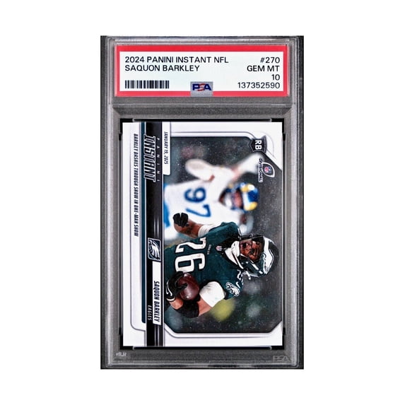 Saquon Barkley 2024 Panini Record Breaker NFL #270 Philadelphia Eagles PSA 10