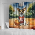 thumbnail image 4 of Happy Father's Day Toy Fox Terrier Playing Basketball with Best Dad Jersey Shower Curtain Dog Lover Waterproof Bathroom Bathtub Curtain - 13006, 4 of 5