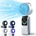 thumbnail image 1 of Ventilador portátil de alta velocidad con turbina de hielo de refrigeración digital 2025 - 4 colores, ventilador plegable de sobremesa y mástil, viento fuerte, USB recargable, refrigeración portátil, 1 of 9