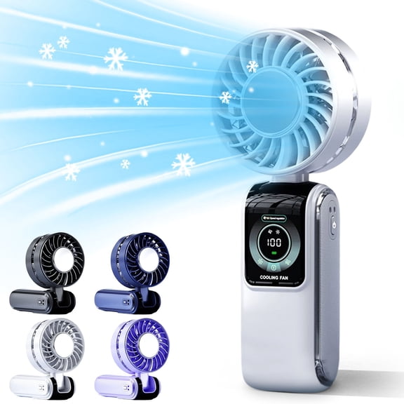 Up to 60% off Gifts Kcavykas 2025 New Digital Refrigeration Ice Turbine High Speed Handheld Fan Desktop Neck Folding Fan Four Colors Optional On-Trend Low Spend