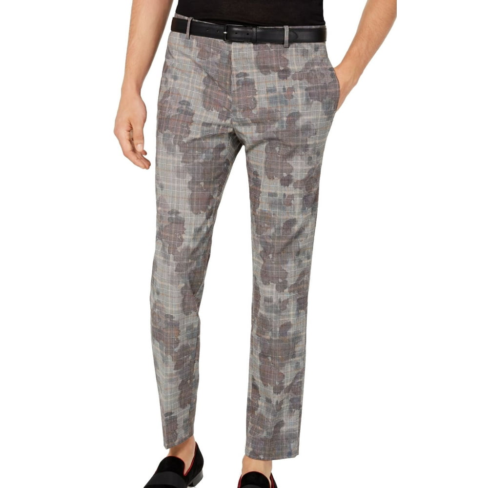 red plaid stretch pants