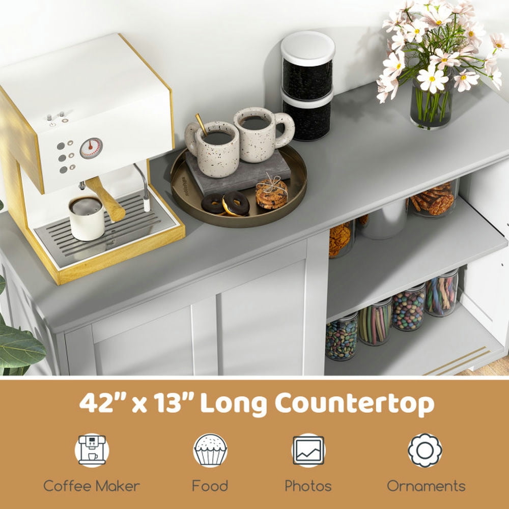 Finihen Kitchen Storage Cabinet, Buffet Sideboard, Antique Stackable Kitchen Storage Sideboard with Height Adjustable Shelf, for Dining Room, Kitchen, Living Room, Gray Finihen Kitchen Storage Cabinet, Buffet Sideboard, Antique Stackable Kitchen Storage Sideboard with Height Adjustable Shelf, for Dining Room, Kitchen, Living Room, Gray