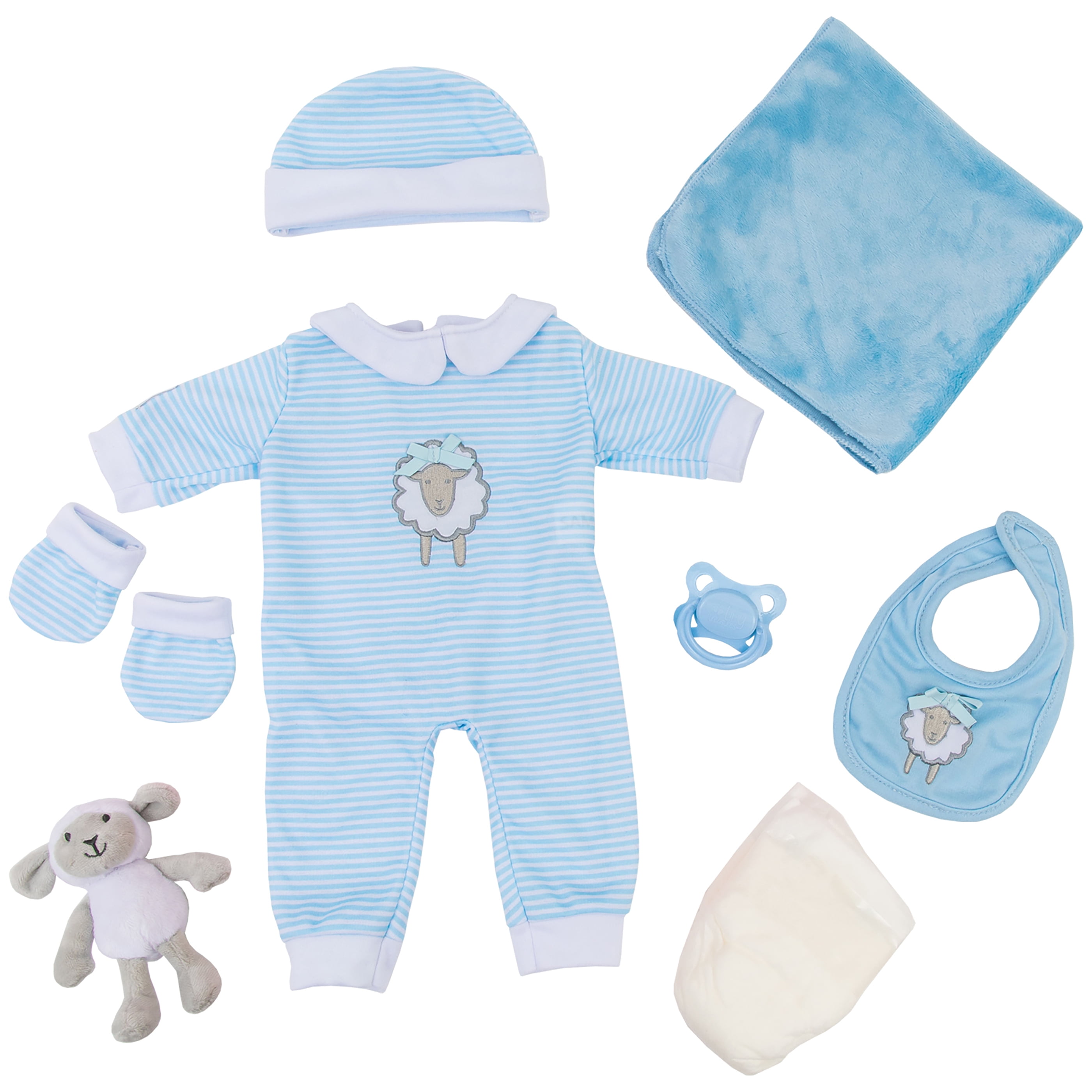 Tiny Treasures Toy Doll Playset with Layette Set
