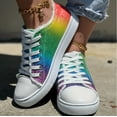 thumbnail image 3 of Low - Top Canvas Sneakers with Rainbow Glitter Design. Stylish Casual Shoes featuring White Laces, 3 of 7