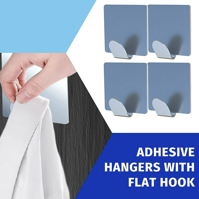 Performore 4 Pack of Adhesive Flat Hook Hanger, Heavy Duty Stick