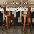 thumbnail image 3 of Flash Furniture Carly Commercial Grade 30" High Orange Metal Indoor-Outdoor Barstool with Back with Teak Poly Resin Wood Seat, 3 of 13