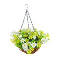 thumbnail image 4 of Cesta colgante artificial con flores que parecen reales, ideal para césped, balcón y exterior. Verde, 4 of 9
