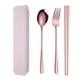 thumbnail image 5 of Set de Cubiertos de Estuche de Cubiertos Cuchilleria Tenedor Cuchillo para Almuerzo Escolar Palillos cuadrados 3 piezas de oro rosa, 5 of 7