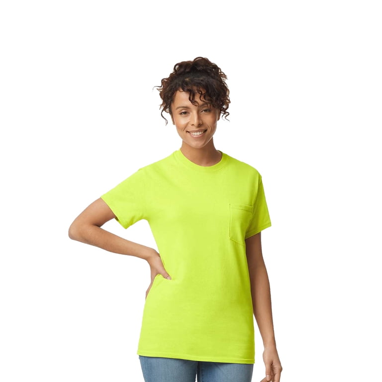 Gildan High Visibility Safety T-Shirt with Pocket, Hi Vis Short