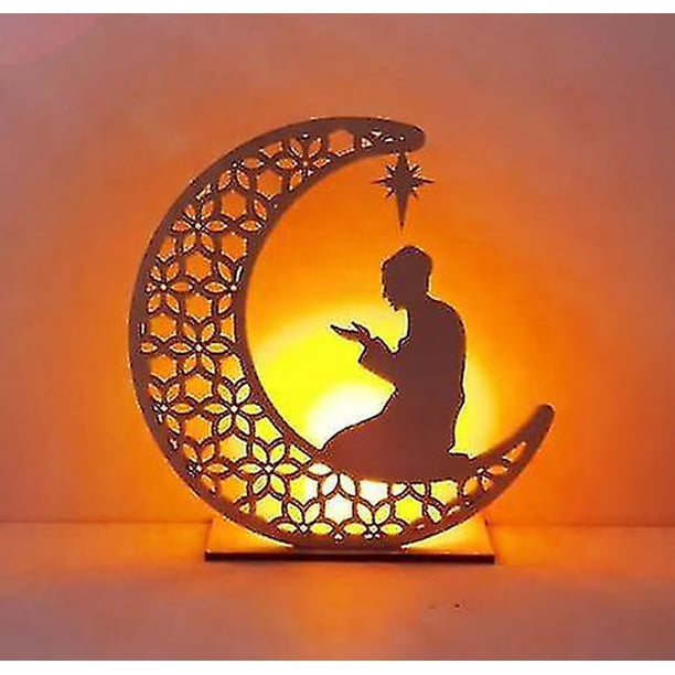 Ramadán Diy Luna De Madera Luz Led